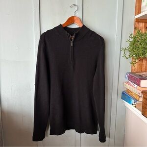 Ben Sherman Men's Black Quarter Zip-Up Sweater Size Large